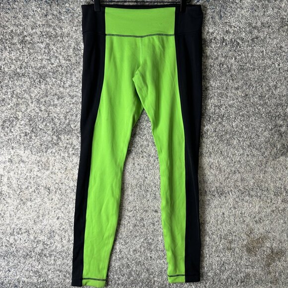 lululemon athletica Pants - Lululemon Pants Womens 10 Black Green Colorblock High Rise Yoga Leggings Legging